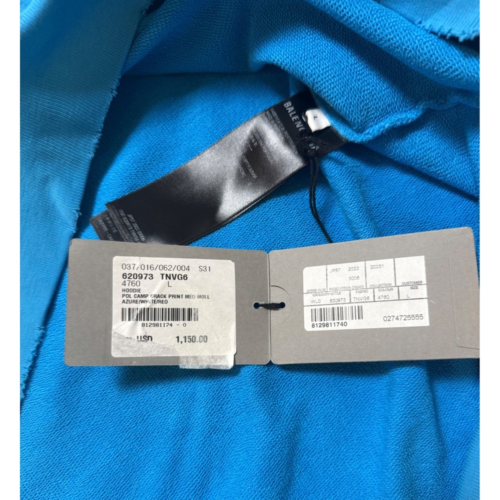 Balenciaga Campaign Logo Hoodie Blue Sky Fits Size XL New w/tags - Picture 7 of 7